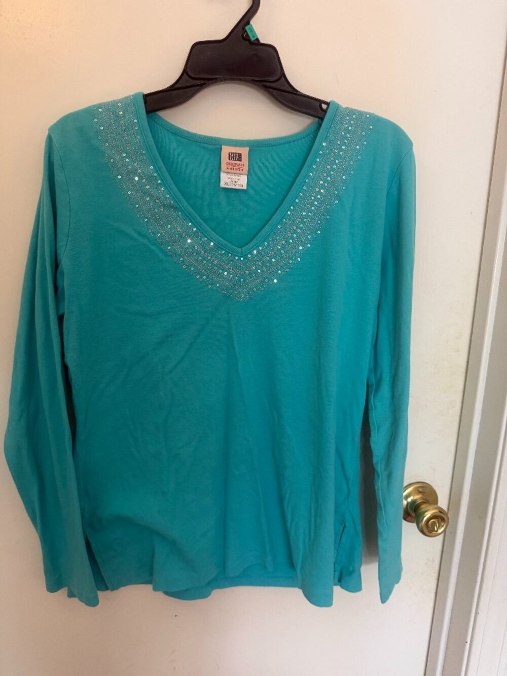 Faded Glory Teal V-Neck W XL